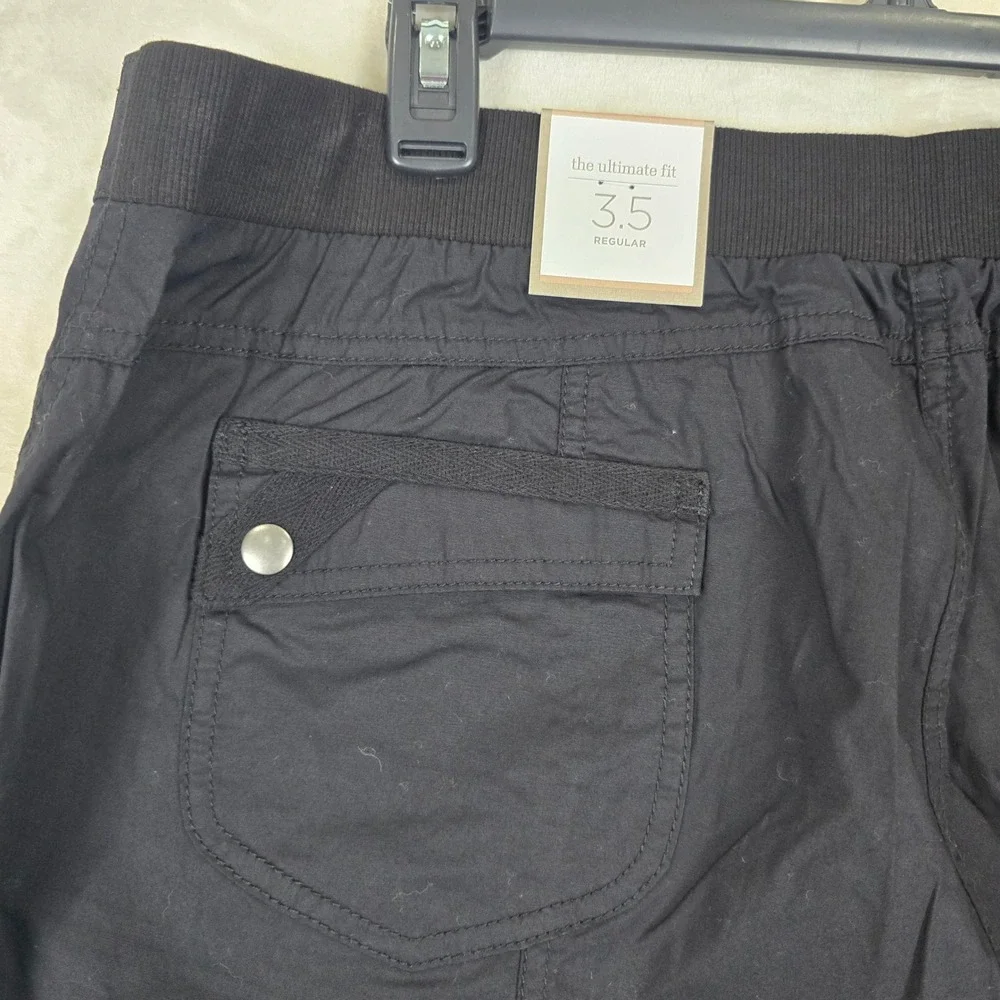 NWT Chicos Cotton Utility Pants Black The Ultimate Fit 3.5 Cargo Straight Leg